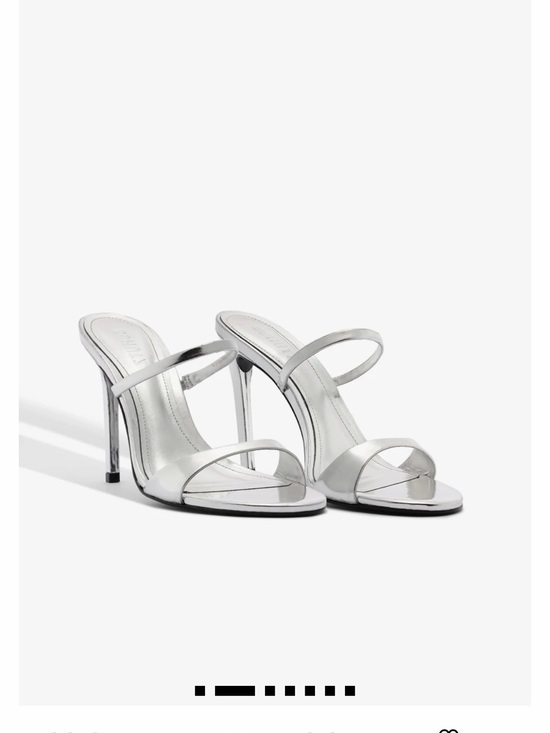 SCHUTZ Shoes - Silver High Heel Slide Sandals - Women